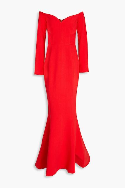 Rebecca Vallance designer red gown