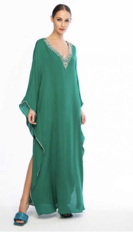 Louise Kennedy green silk kaftan dress
