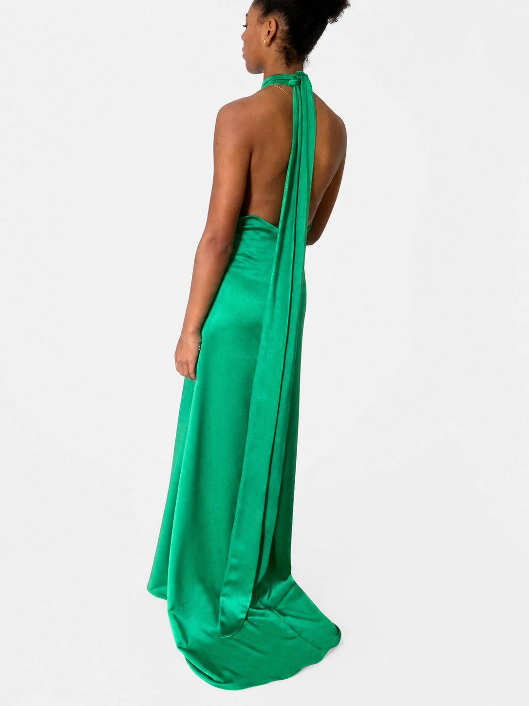 Green Halter gown back